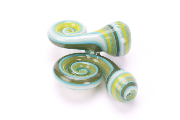 Green Dual Spiraled Tail Chillum
