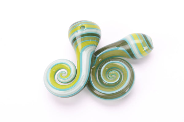 Green Dual Spiraled Tail Chillum